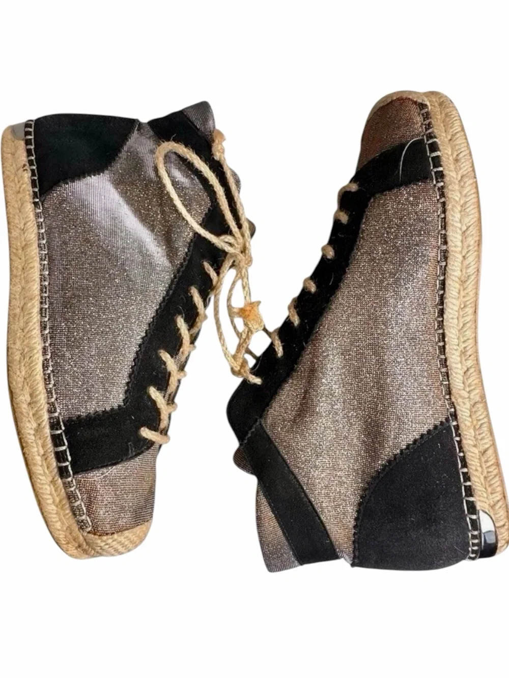 Stuart‎ Weitzman Metallic High Top Lace Up Espadrille Sneakers 9.5